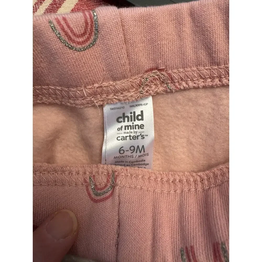 Child of Mine by Carter's 2pc Pink Rainbow Hoodie & Pants Set Girls 6-9M
